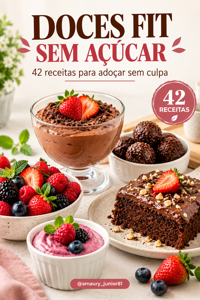 Capa do e-book Doces Fit sem Açúcar, por Amaury Junior